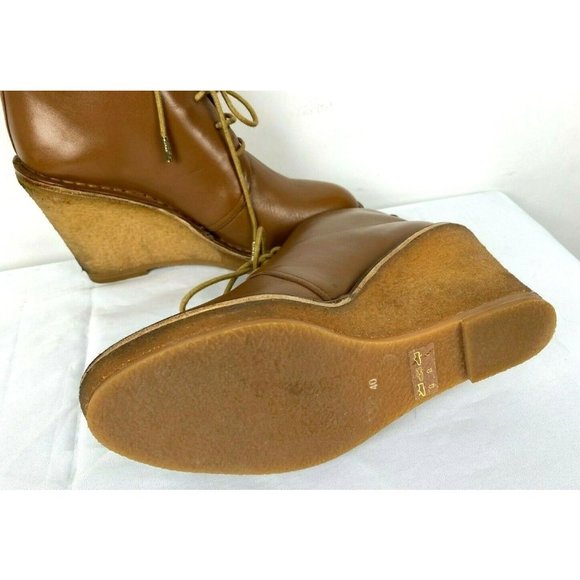 MARC BY MARC JACOBS Brown Tan Luxury Leather Wedge Women Boots Sz 40 (9.5 USA) - Picture 6 of 11